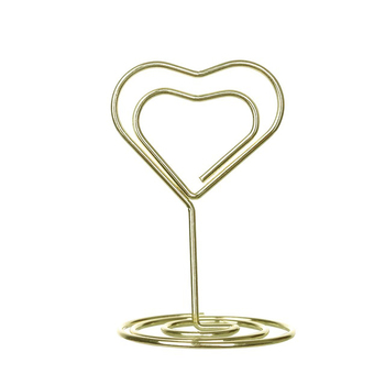 8.5cm Heart Shaped Place Card Holder - Gold