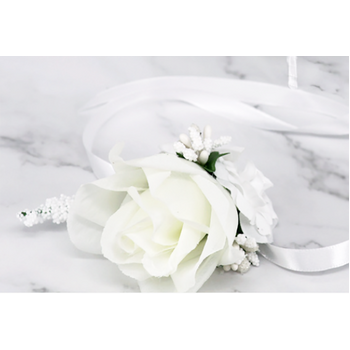 Corsage - White Rose/Babies Breath - Style 1