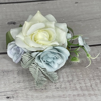 Buttonhole - White/Blue Rose - Style 3