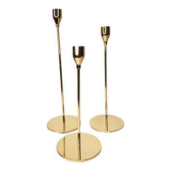 3 Pce Taper Candelabra Stand Set - Gold Style 2