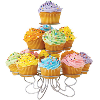 3 Tier - Silver Metal Cup Cake Stand
