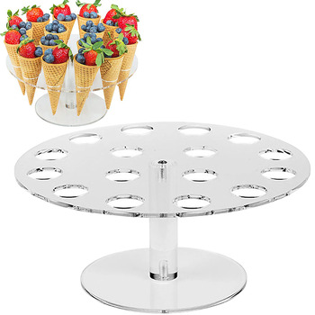 16 Hole Rose Petal Cone Stand - Clear Acrylic
