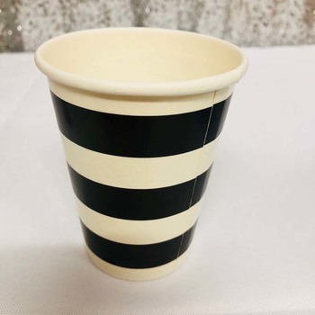 12pk - Paper Party Cup Black Strip