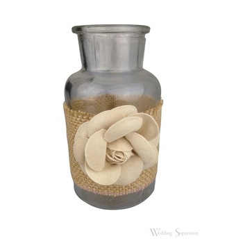 12cm Rustic Burlap Small Clear Bottle Vase