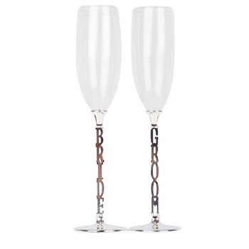 Champagne Toasting Glasses - Bride & Groom  (CLEARANCE)
