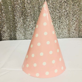 12pk - Large Paper Party Hat Pink Dot