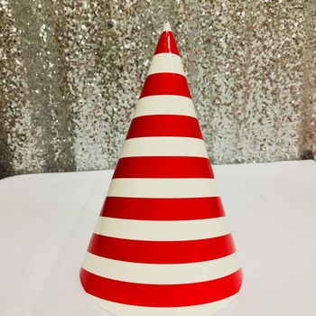 12pk - Large Paper Party Hat Red Stripe