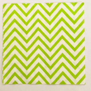 20pk - Paper Party Napkins Green Zigzag