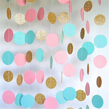 3m Glitter Dot Party Garland - Pink/Turq/Gold
