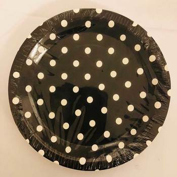 12pk - 23cm Party Plate Black Dot