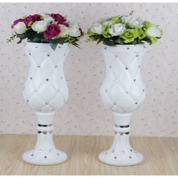 4pk x 74cm White Diamante Tall Vases