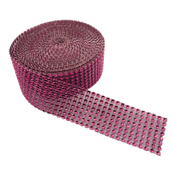8 Row Pink Diamond Wrap / Rhinestone Mesh