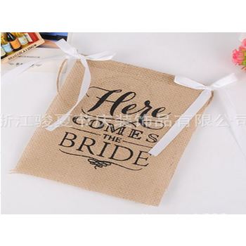 Burlap Banner - here comes the bride