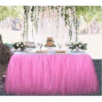 9ft (2.7m) Soft Pink Tulle Princess Tutu Style Table Skirting