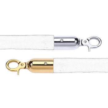 Bollard Velvet Cord Rope-White (Silver Hook)