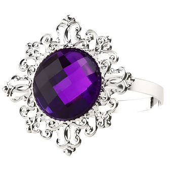 12pk Purple Napkin Rings - Diamond Ring Style