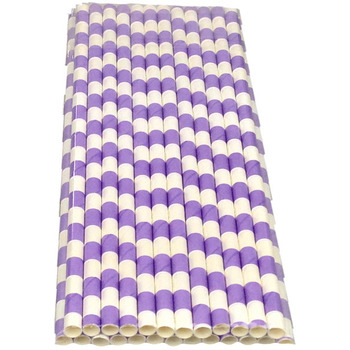 24Pk Lavender Stripe Straw