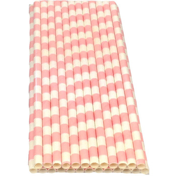 24Pk Pink Stripe Straw