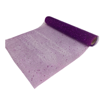 Glitter & Sequin Mesh Florist Wrap 48cm x 4.2m - Purple