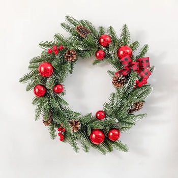 40cm Christmas Hanging Wreath Red