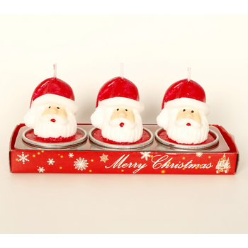 thumb_3/pc Christmas Candle Set 5.5cm - Santa Head