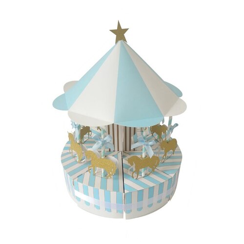 Large View Boys Baby Shower/BIrthday Party Carousel Cake Boxes