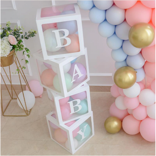 Large View 4pc set Baby Shower Decoration Boxes - LOVE