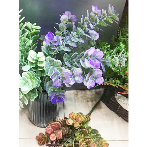 Large View Leaf Spray - Green/lavender Tips