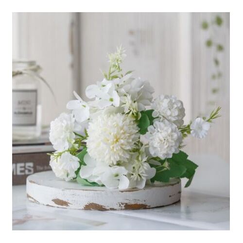 Large View White/Cream Mixed Hydrangea/Carnation - Filler Bunch