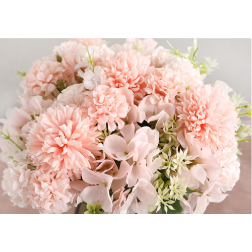 Large View Soft Pink Mixed Hydrangea/Carnation - Filler Bunch