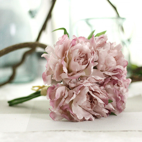 Large View Shabby Chic Peony Bouquet - Dusty Mauve