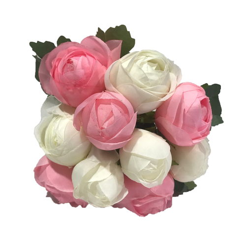 Large View Closed Peony Bouquet Pink/White