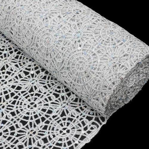 Large View 1.25mx3m Silver Sequin Studded Backdrop Panel