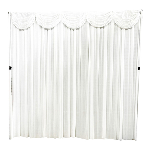 Large View 3mx3m White Ice Silk Backdrop Curtain with Swags
