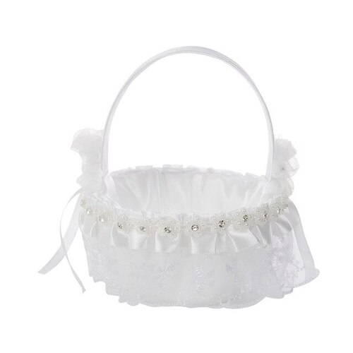 Large View Flower Girl Basket (Toddler Sized) - White Lace