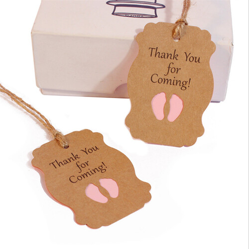 Large View Girl Themed Baby Shower Thank You Tags - Pink