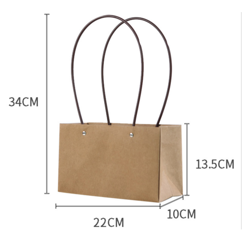 Large View Brown Flower Carry Bag - Rectangle Large