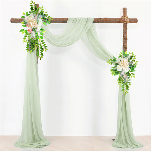 Large View Chiffon Backdrop Curtain Kit W/ Flower Set - Willow