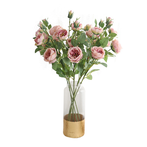 Large View 88cm - 4 Head Rose  Stem - Mauve