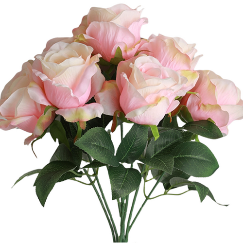 Large View 46cm - 7 Head Large Rose Bush (8cm) - Blush Pink