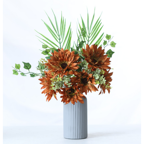 Large View 48cm Sunflower Bouquet/Vase Arrangment - Autumn/Burnt Orange