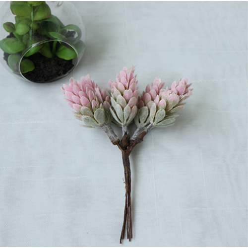 Large View 6pcs Pink/Green Fern on Stems