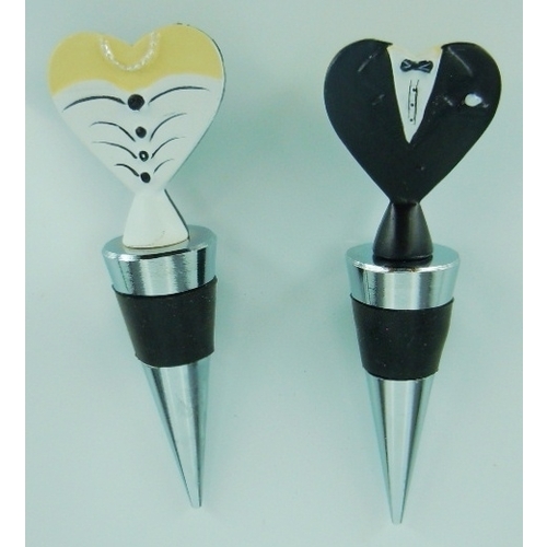 Large View Bottle Stopper - Bride and groom