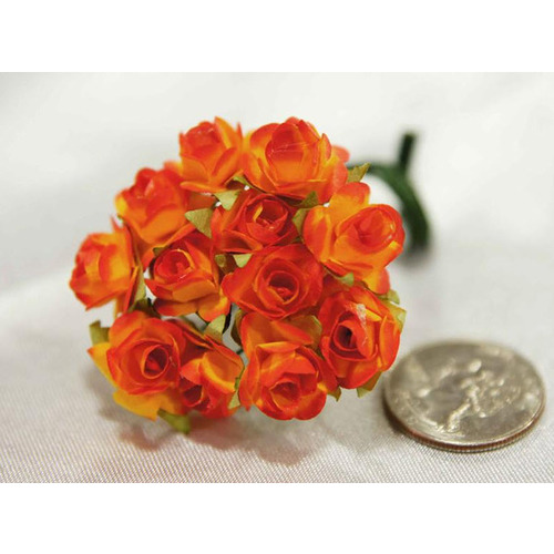 Large View 60 x Paper LG Roses Elegant Craft Flowers - Orange