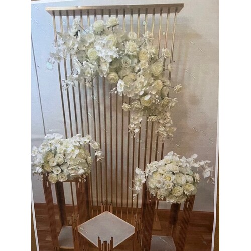 Large View 3pcs Floral Set for Wedding Arch - White