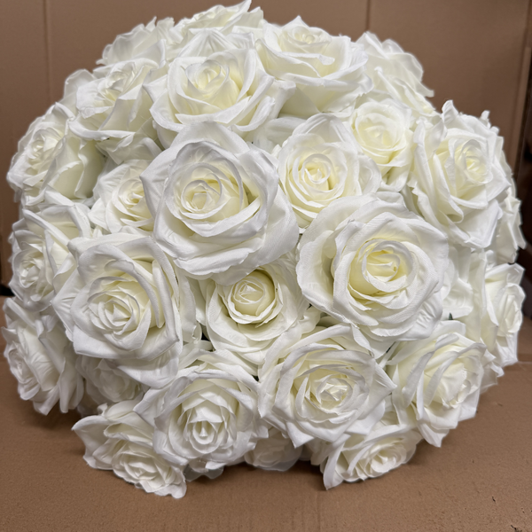 Large View 40cm Flower Rose Ball Arrangement 3/4 Sphere - White/Cream