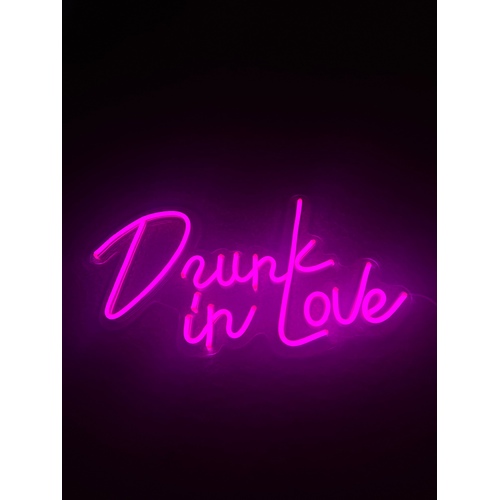 Large View "Drunk In Love" Pink LED Party Sign 42x23cm