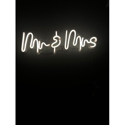 Large View "Mr & Mrs" White LED Party Sign -  59x20cm