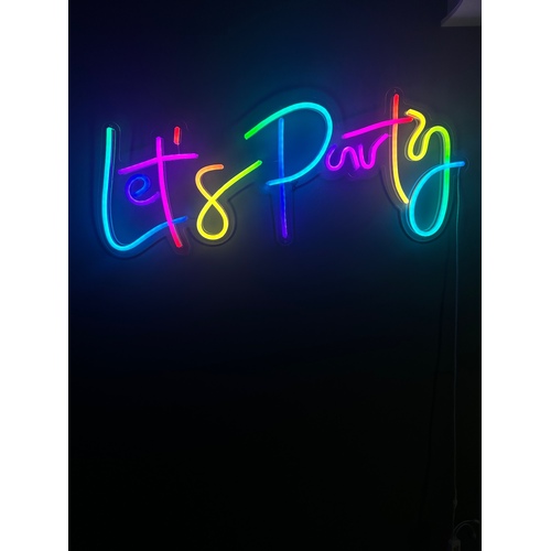 Large View 95x38cm "Lets Party" Neon Sound Activated LED Sign 