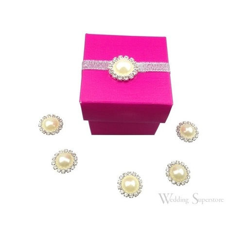 Large View 10pk Round Pearl and Rhinestone Cluster 18mm
